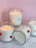 Load image into Gallery viewer, Red Hearts Icon Glass Candle