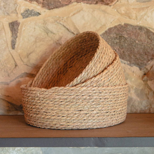 S/3 ROUND SEAGRASS BASKETS-Kind Reason Co.
