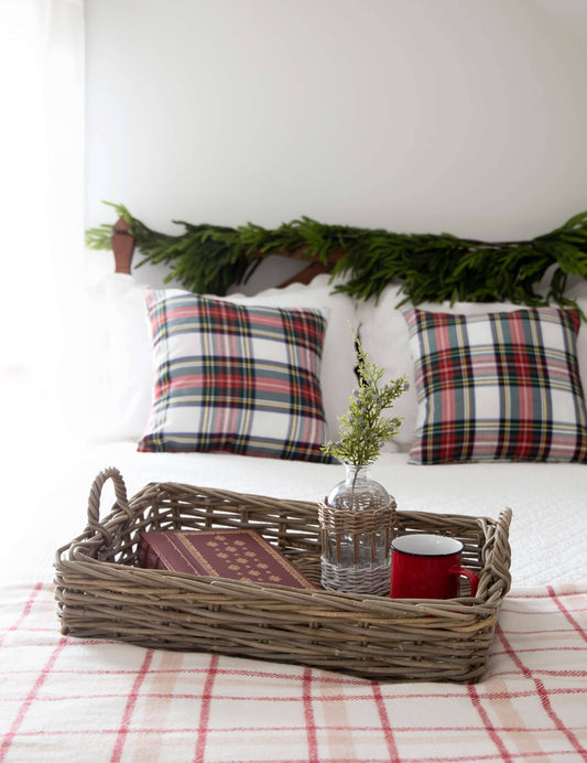 S/3 LOW RECTANGULAR GREY RATTAN TRAYS-Kind Reason Co.