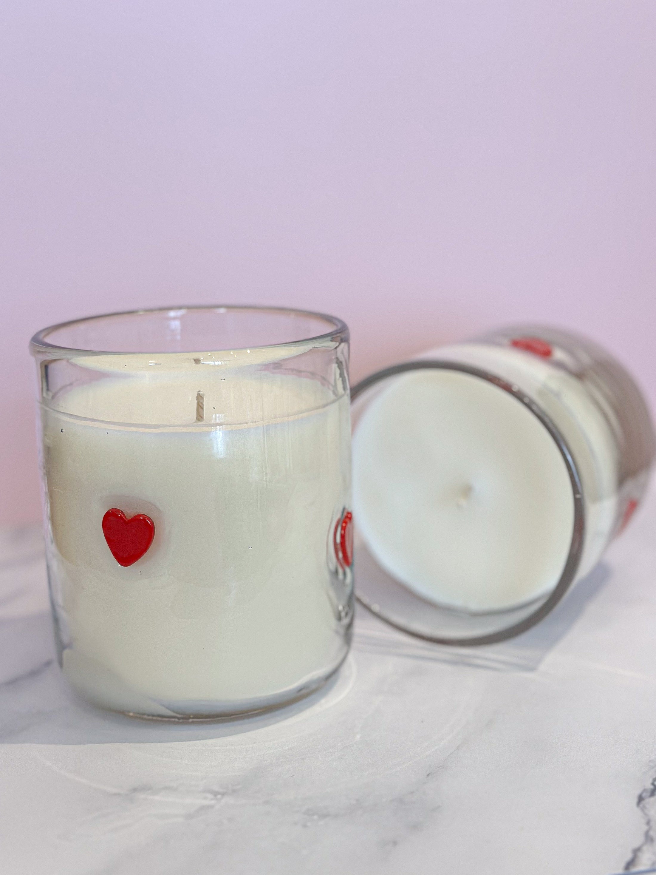 Red Hearts Icon Glass Candle