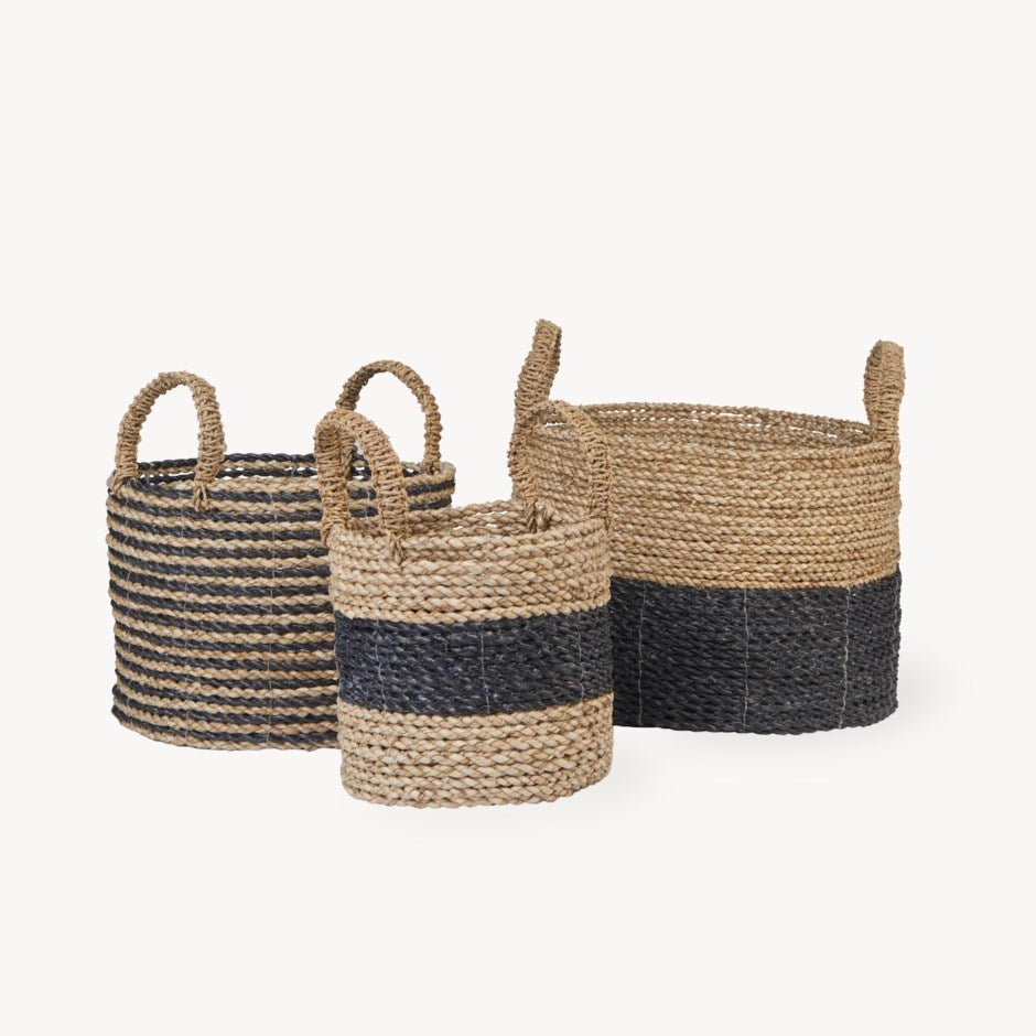 Handled Basket - Black / Natural-Kind Reason Co.