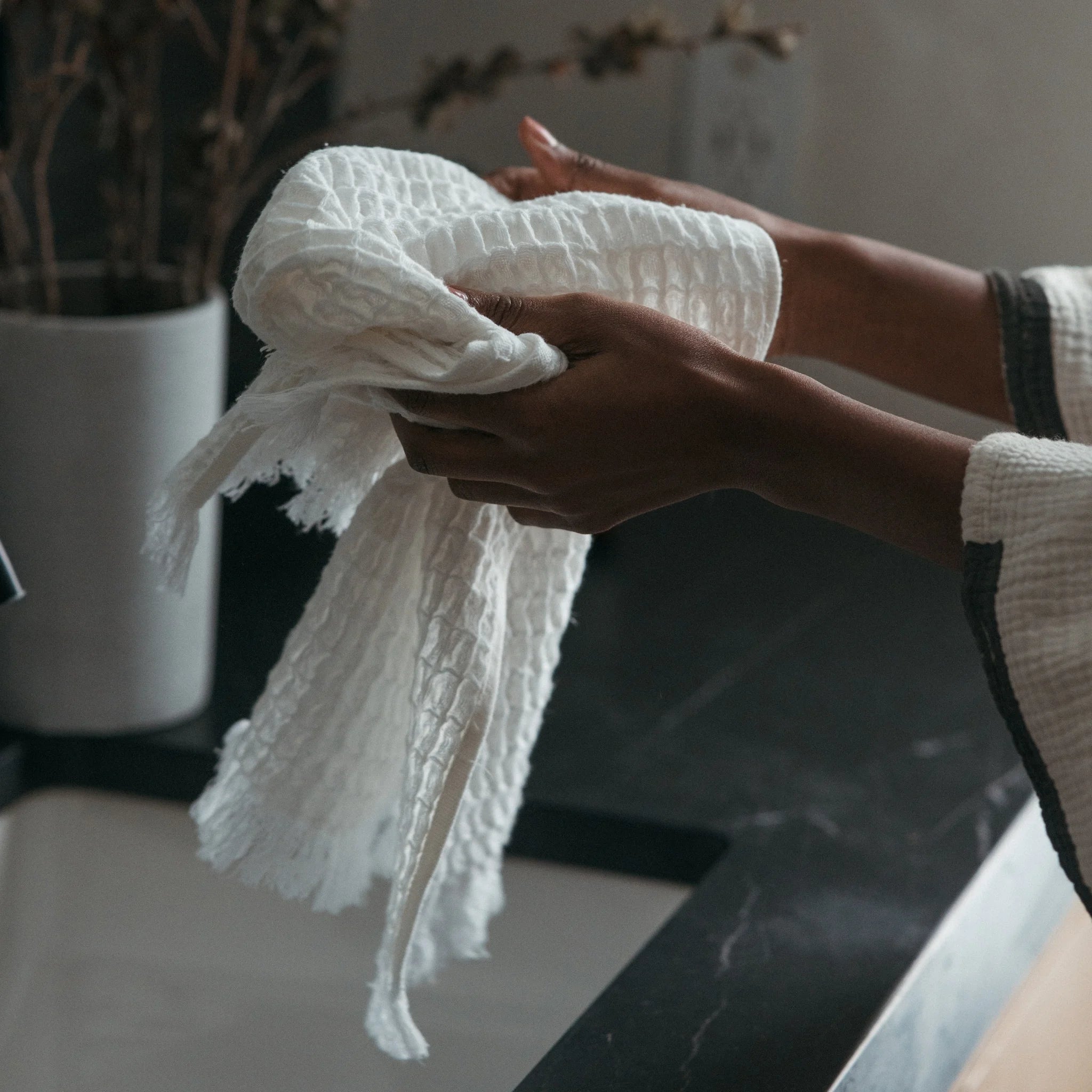 French Waffle Hand Towel - Blanche